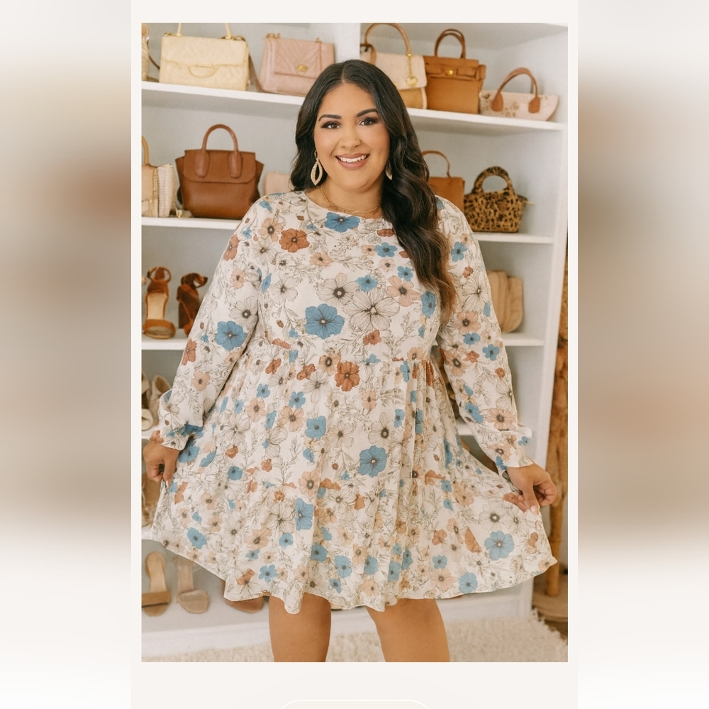 Floral Print Long Sleeve Dress. New.
